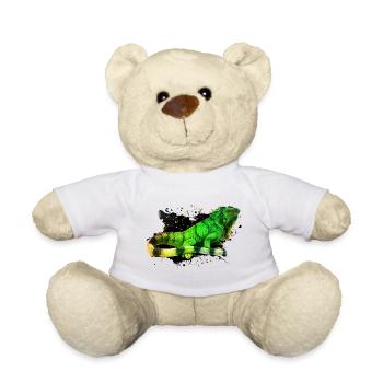 Retro Iguana Paint Splash Reptile Keeper Lizard - Teddy Bear - white - Front