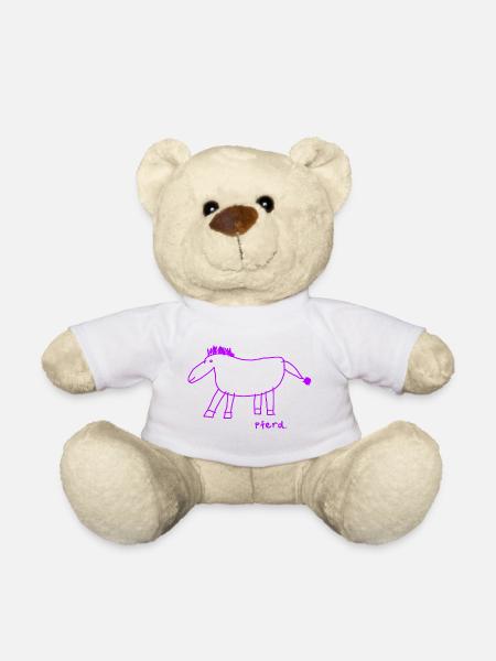 Pferd Lila Kind Zeichnung - Teddy - Weiß