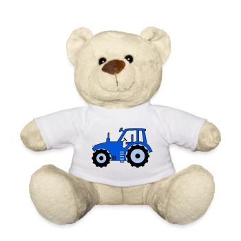 Traktor blau - Teddy - Weiß - Vorne