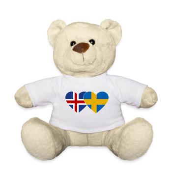 Islande Suède Flag Coeur - Nounours - blanc - Devant