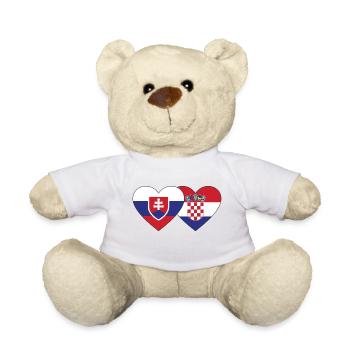Slovakia Croatia Flag Heart - Teddy Bear - white - Front