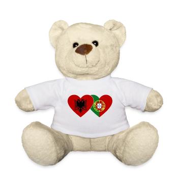 Albanien Portugal Flagge Herz - Teddy - Weiß - Vorne