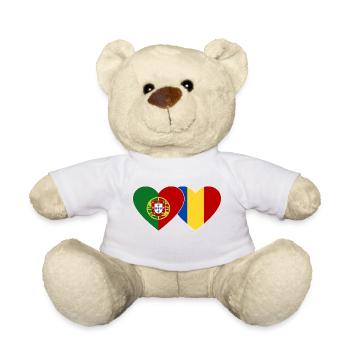 Portugal Romania Flag Heart - Teddy Bear - white - Front