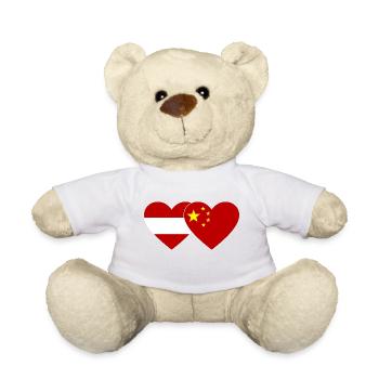 Autriche Chine Drapeau Coeur - Nounours - blanc - Devant