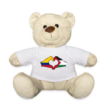 Colombie Palestine drapeau mains forme de coeur - Nounours - blanc - Devant