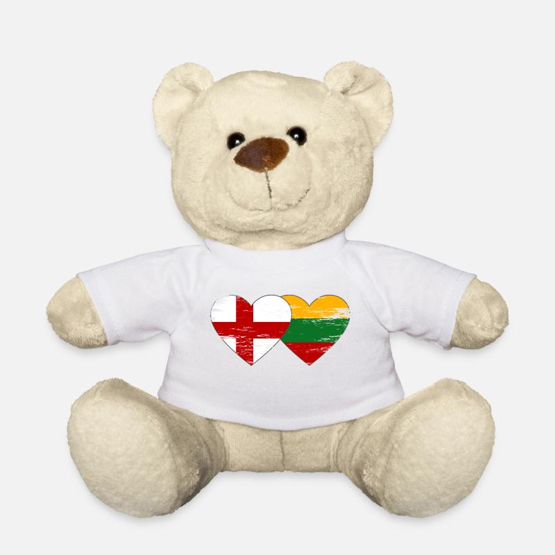Bandiera dell'Inghilterra Lituania a forma di cuore utilizzata - Orsetto - bianco