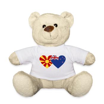Mazedonien Neuseeland Flagge Herz - Teddy - Weiß - Vorne