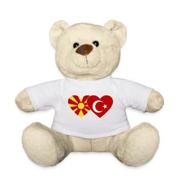 Macédoine Turquie Drapeau Coeur - Nounours - blanc - Devant