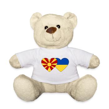Mazedonien Ukraine Flagge Herz - Teddy - Weiß - Vorne