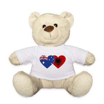 Australie, Albanie, Drapeau, Coeur - Nounours - blanc - Devant