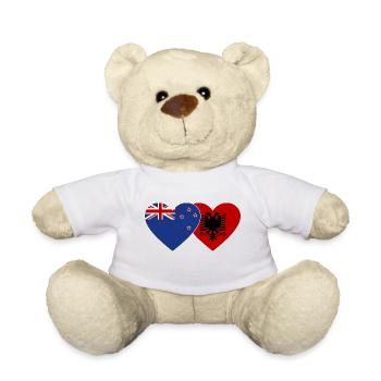 Neuseeland Albanien Flagge Herz - Teddy - Weiß - Vorne