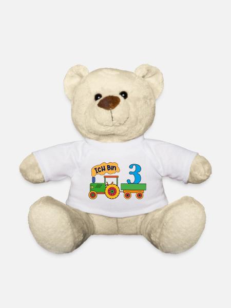 3. Geburtstag | Ich bin 3 | Traktor - Teddy - Weiß