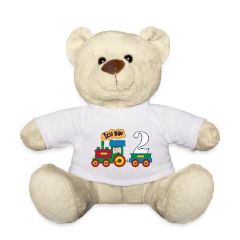 Ich bin 2 | Lokomotive mit Baby | 2. Geburtstag - Teddy - Weiß - Vorne