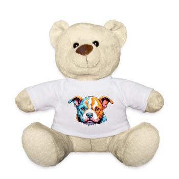 Boxer Hunde Welpe Farbenfrohes Logo - Teddy - Weiß - Vorne