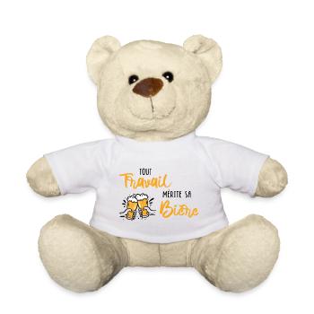 Tout travail mérite sa bière ! - Nounours - blanc - Devant