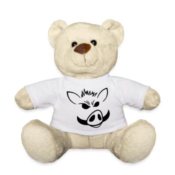Wildschwein-Power – Minimalistisches Shirt - Teddy - Weiß - Vorne