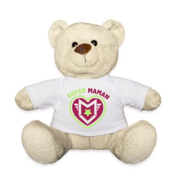 Super Maman Super Héros - Nounours - blanc - Devant
