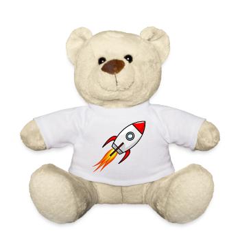 rakete rocket space shuttle ufo raumschiff mond - Teddy - Weiß - Vorne