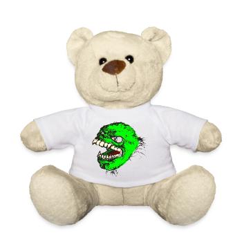 Green monster has sharp teeth - Teddy Bear - white - Front