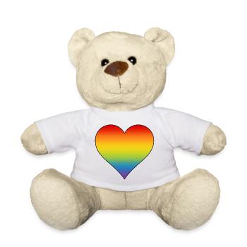 Cœur arc-en-ciel - Nounours - blanc - Devant