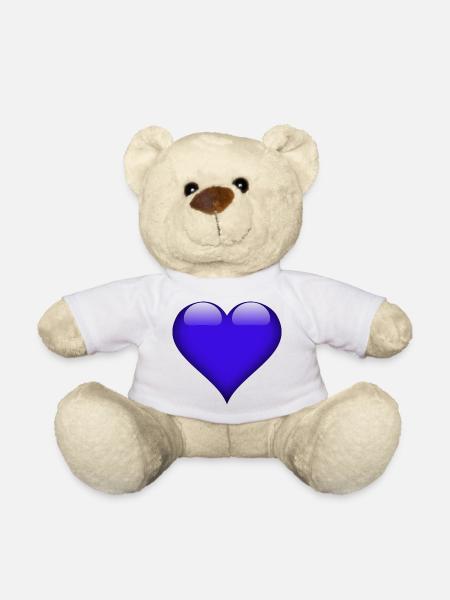 Shiny Blueheart - Teddy Bear - white