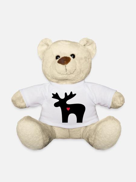 Elch Herz Liebe Silhouette Weihnachten - Teddy - Weiß