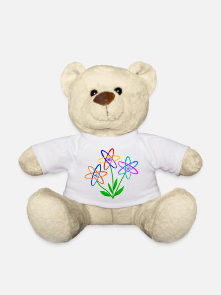 puissance florale, atome, noyau atomique, énergie nucléaire des fleurs - Nounours - blanc