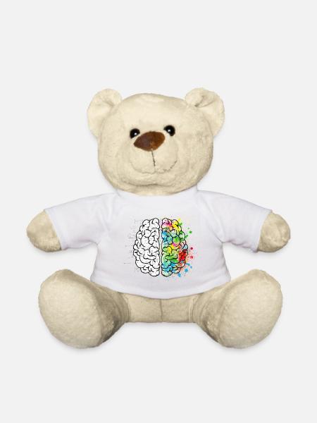 T-shirt brain comic math art - Teddy Bear - white