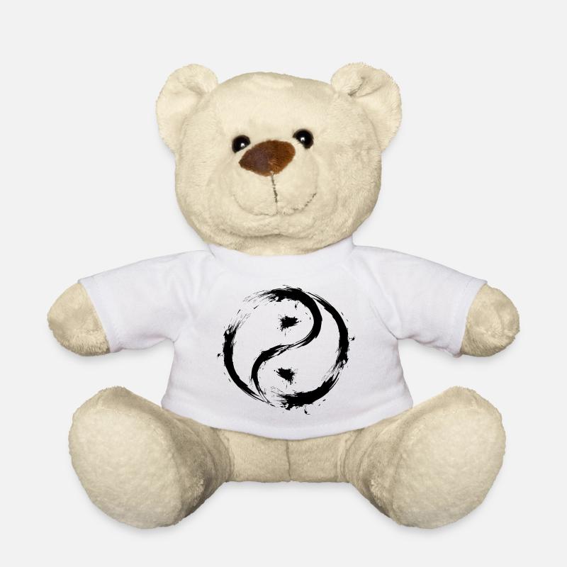 Yin Yang Kreise Symbol Bürste Schwarz - Teddy - Weiß