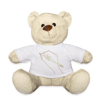 Main esquissée tenant un crayon - Nounours - blanc - Devant