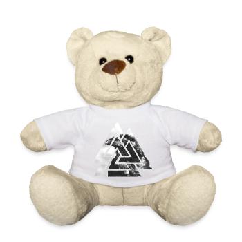 Valknut, symbole d'Odin - avec corbeau noir - Nounours - blanc - Devant