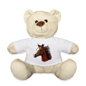 Horse face sideways, beautiful horses - Teddy Bear - white - Front