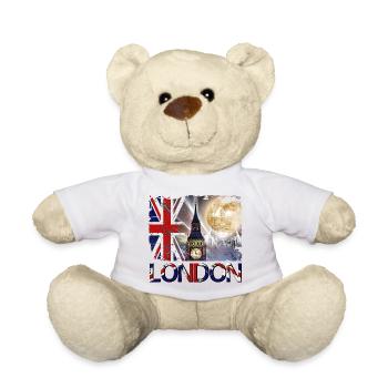 Londres Angleterre Royaume-Uni Drapeau Big Ben Tower Bridge - Nounours - blanc - Devant