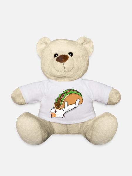 Cat and Taco - Teddy Bear - white