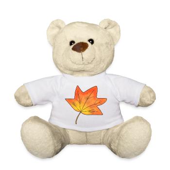 Autumn Leaf Maple Leaf - Teddy Bear - white - Front