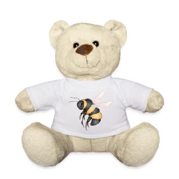 detaillierte Zeichnung einer fliegenden Hummel - Teddy - Weiß - Vorne