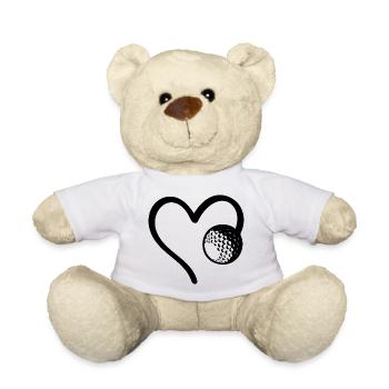 Golf Ball Heart Golfer - Teddy Bear - white - Front