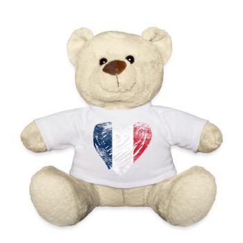 Frankreich Herz used look - Teddy - Weiß - Vorne