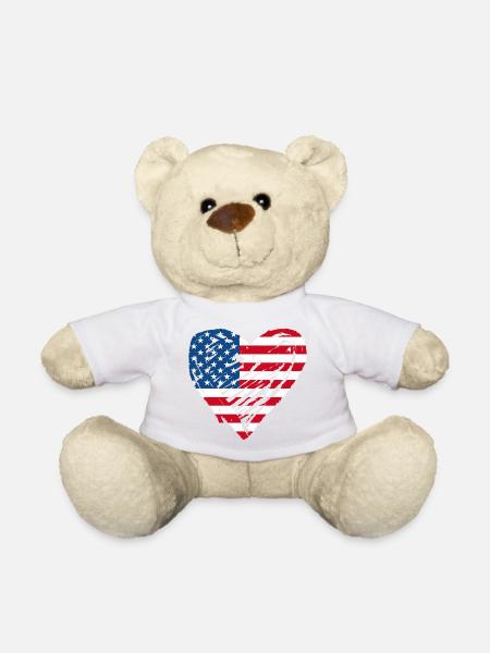Usa Cœur - Nounours - blanc