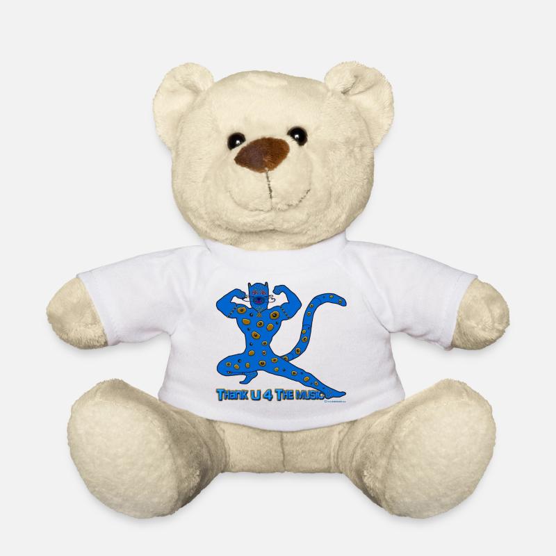 Thx U 4 the music * Music muscle cat in blue - Teddy - Weiß