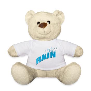 Rain Rain Raindrops Blue gradient - Teddy Bear - white - Front