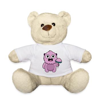Monstre rose mignon | Chibi Drôle de Sucette - Nounours - blanc - Devant