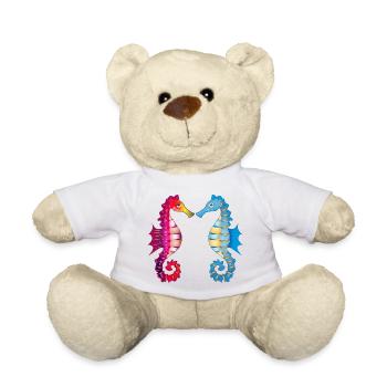 two enchanting seahorses united in love - Teddy Bear - white - Front