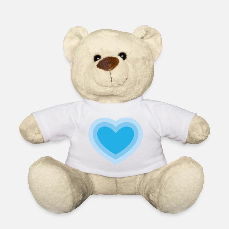 Konzentrisches blaues Herz - Teddy - Weiß