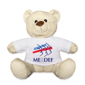 Merdef Bleu Rouge Lignes - Nounours - blanc - Devant