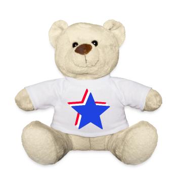 Red, White and Blue Stars - Teddy Bear - white - Front