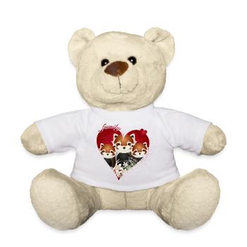 Magical Red Panda Bear Family with Red Heart - Teddy Bear - white - Front