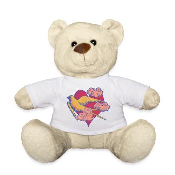 Heart bird in pop art style - Teddy Bear - white - Front