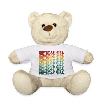 Anniversaire Fille Groovy Rétro Vintage Anniversaire - Nounours - blanc - Devant