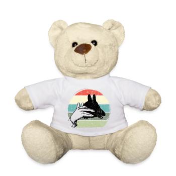 Cercle de coucher de soleil en cadre de main pastel - Nounours - blanc - Devant